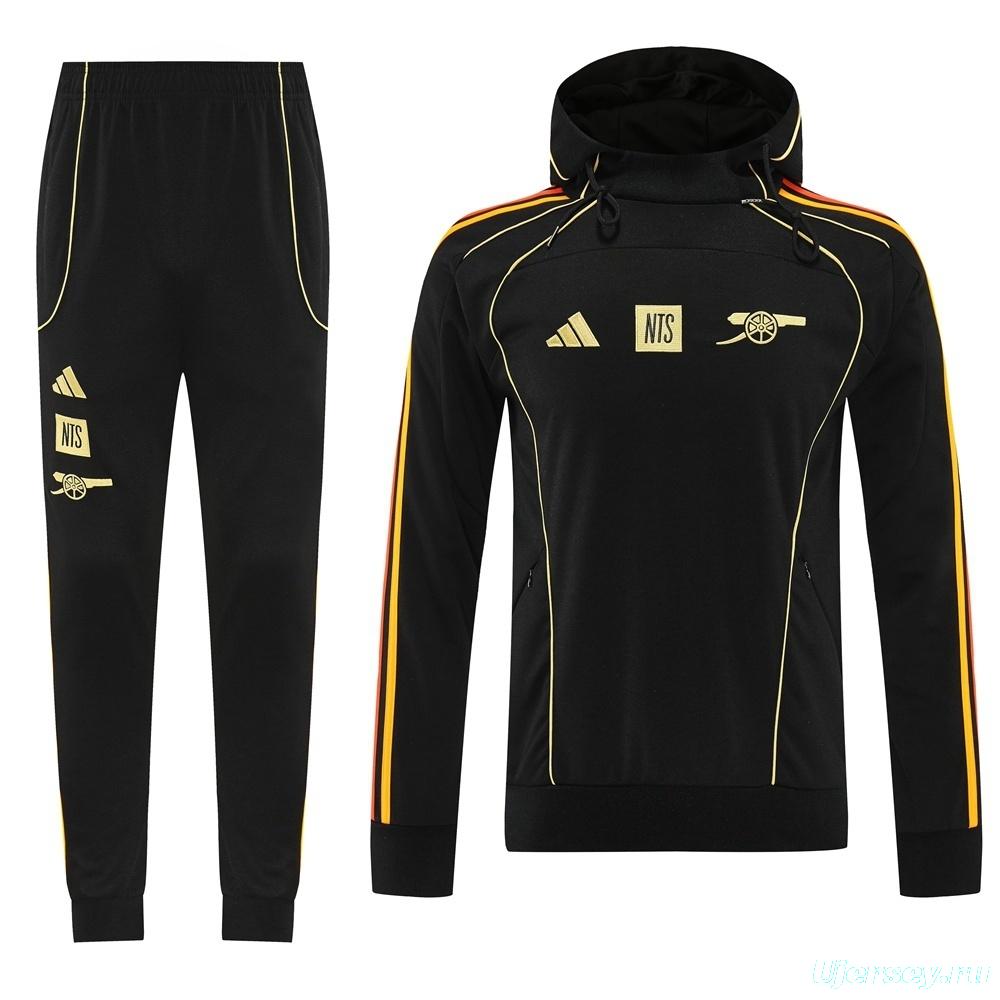 25/26 Arsenal Black Full Zipper Jacket + Long Pants
