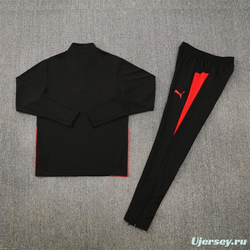 25/26 Portugal Black Half Zipper Jacket+Long Pants