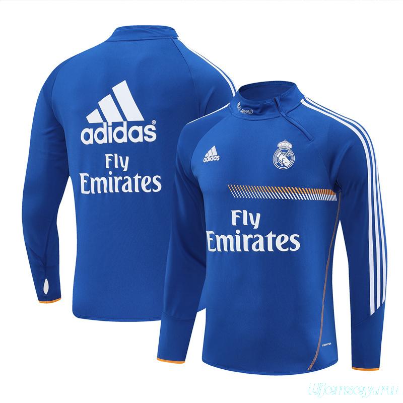 Retro 13/14 Real Madrid Color Blue Half Zipper Jacket+Long Pants