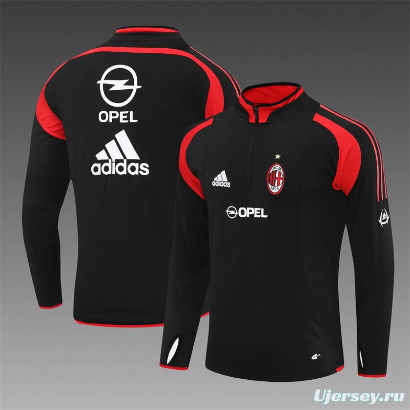 Retro 04/05 AC Milan Black Half Zipper Jacket+Long Pants