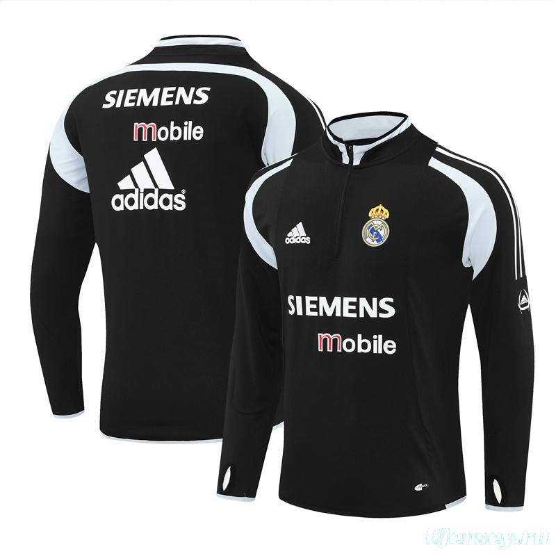 Retro 04/05 Real Madrid Black Half Zipper Jacket+Long Pants