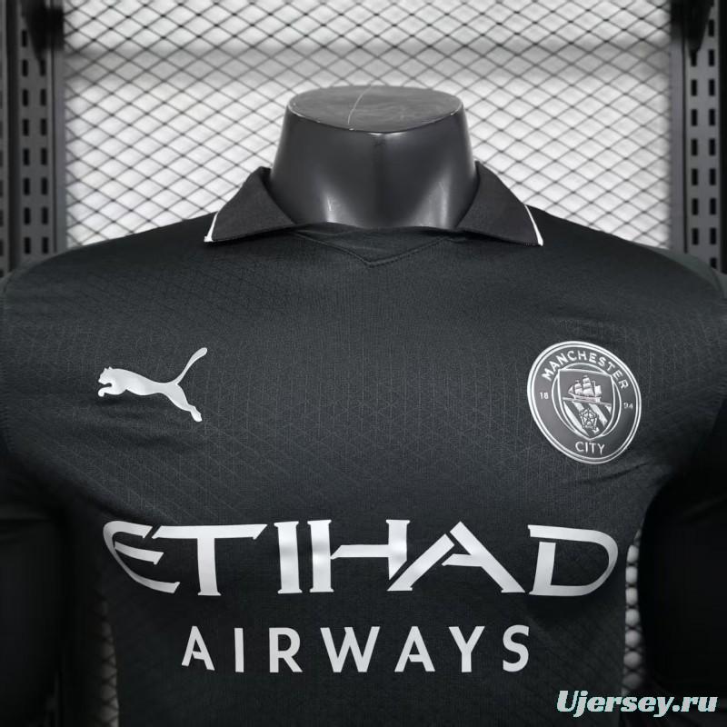Player Version 25/26 Manchester City Away Long Sleeve Black Jersey