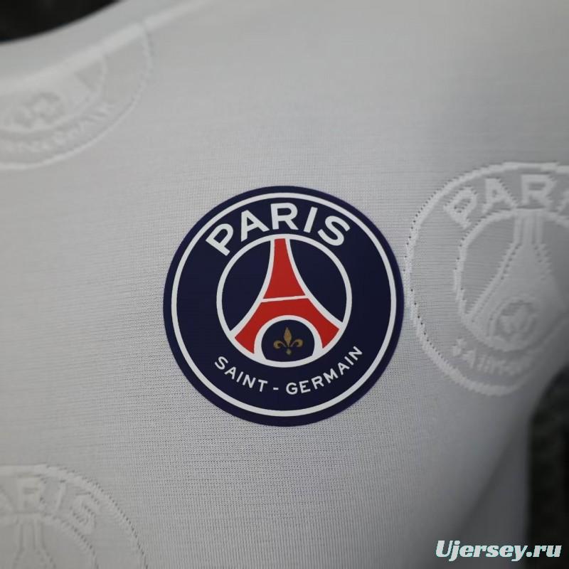 Player Version 25/26 PSG White with Embossed PSG Badge Pattern Jersey