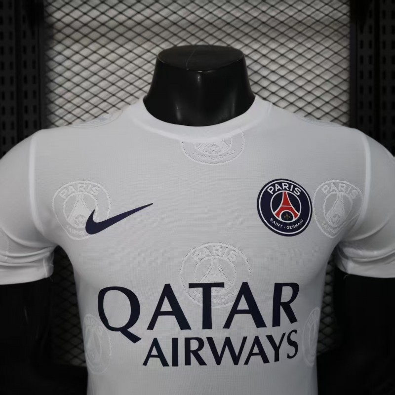 Player Version 25/26 PSG White with Embossed PSG Badge Pattern Jersey