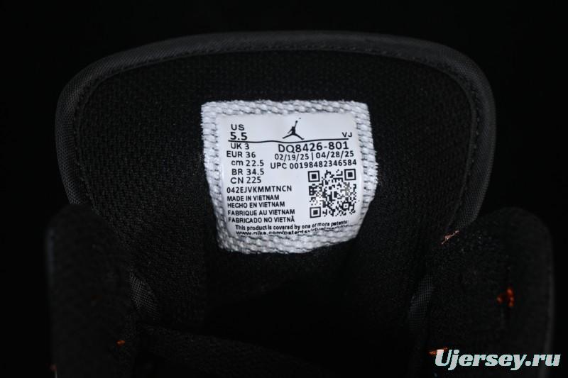 Nike Air Jordan 1 Mid AJ1 Mid-Top Casual Sneakers with Black White Orange Design - DQ8426-801