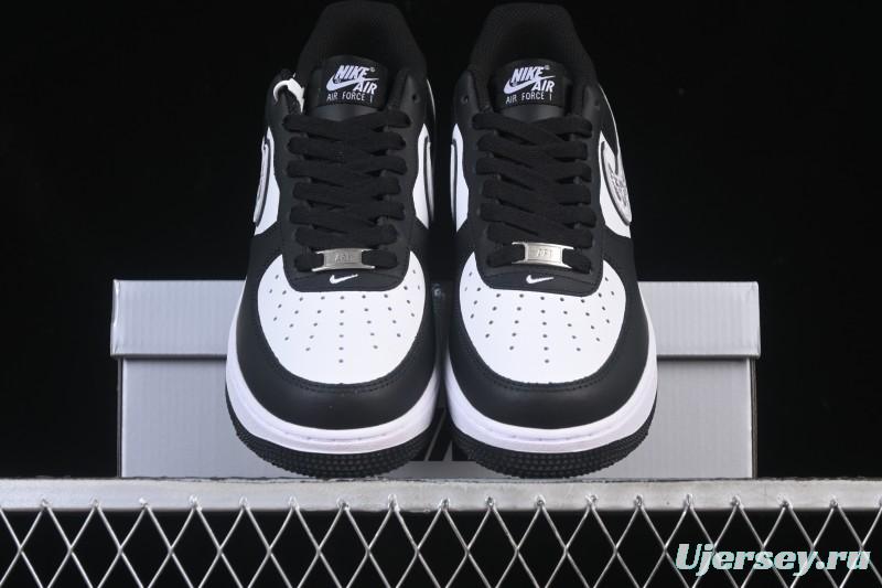Nike Air Force 1'07 Low Black White Cracked Leather Casual Sneakers - ZH0316-118