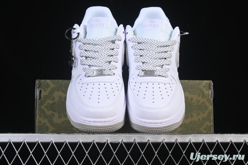 Nike Air Force 1 '07 Low Gucci Collaboration Light Gray Denim Glow-in-the-Dark Low-Top Casual Sneakers - XX3168-197