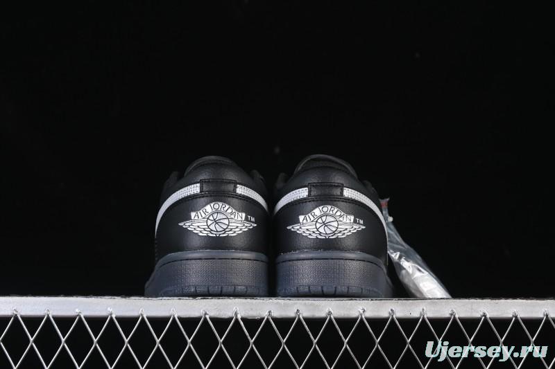 Nike Air Jordan 1 Low AJ1 Black White Canvas Patch Low Top Casual Basketball Shoes - HV5968-001