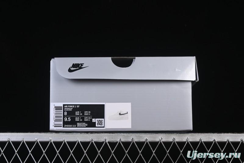 Nike Air Force 1'07 Low Four Hook Black White Casual Sneakers - ZH0316-113