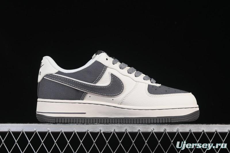 Nike Air Force 1'07 Low Stussy Collaboration Light Gray Canvas Casual Sneakers - JP8028-011