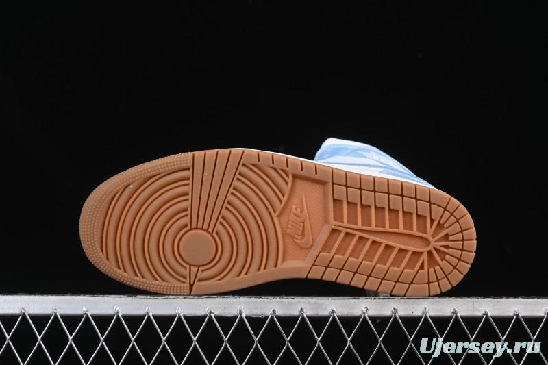 Nike Air Jordan 1 Mid Retro Denim Blue Casual Sneakers - HQ2005-100