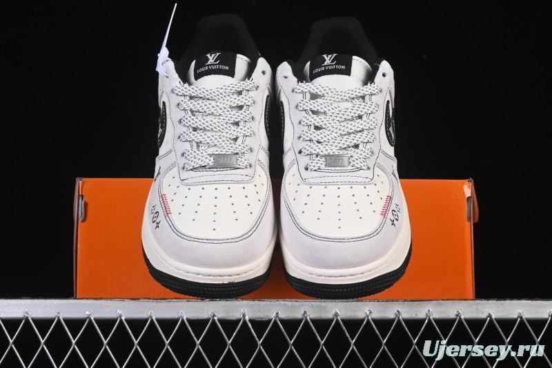 Nike Air Force 1 '07 Low LV Collaboration Black Swoosh Woven Label Casual Sneakers - CX5050-Y23