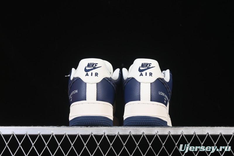 Nike Air Force 1 '07 Low LV Collaboration Navy Blue Cashew Flower Casual Sneakers - JP8028-009