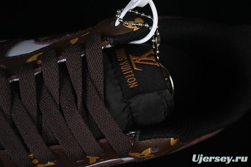 Nike Air Force 1 '07 Low LV Collaboration Classic White Brown Casual Sneakers - CZ3986-004