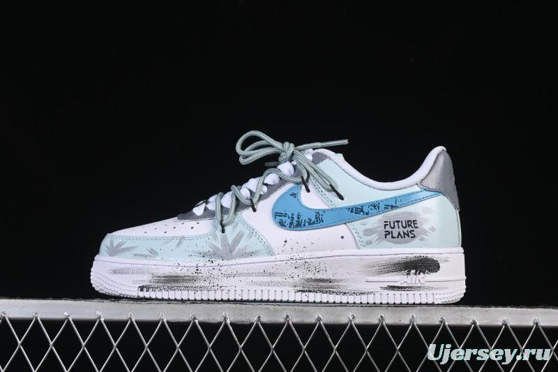 Nike Air Force 1'07 Low Grey Tune Era Hand-Painted Graffiti Casual Sneakers - LJ8822-202