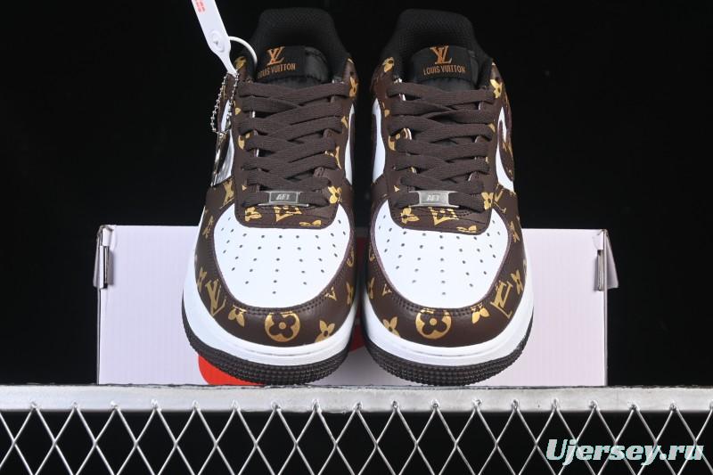 Nike Air Force 1 '07 Low LV Collaboration Classic White Brown Casual Sneakers - CZ3986-004