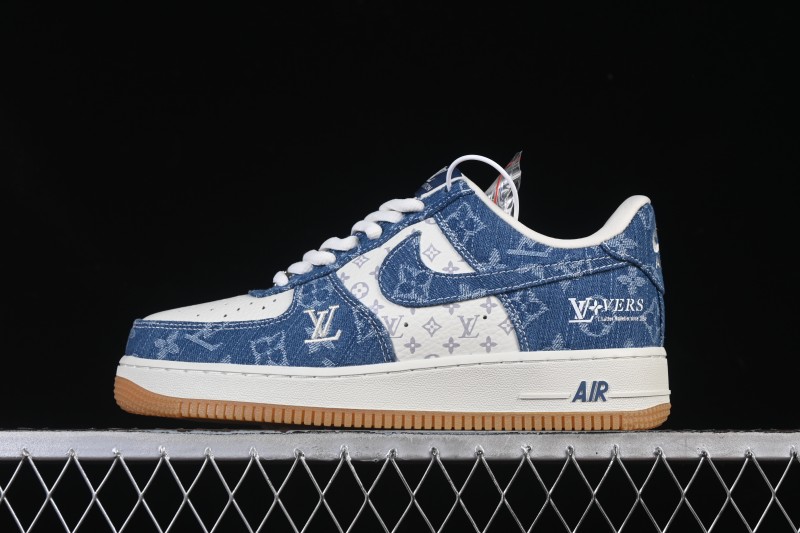 Nike Air Force 1 '07 Low LV Collaboration White Navy Blue Casual Sneakers - YF9511-813