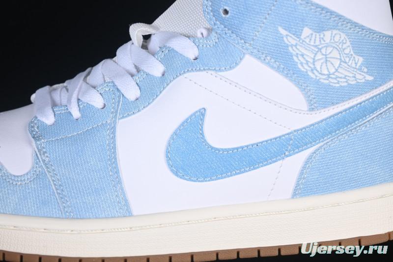 Nike Air Jordan 1 Mid Retro Denim Blue Casual Sneakers - HQ2005-100