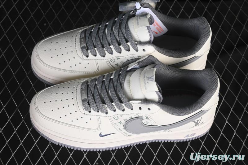 Nike Air Force 1 '07 Low LV Collaboration Printed Beige Swoosh Casual Low-Top Sneakers - HH7518-079
