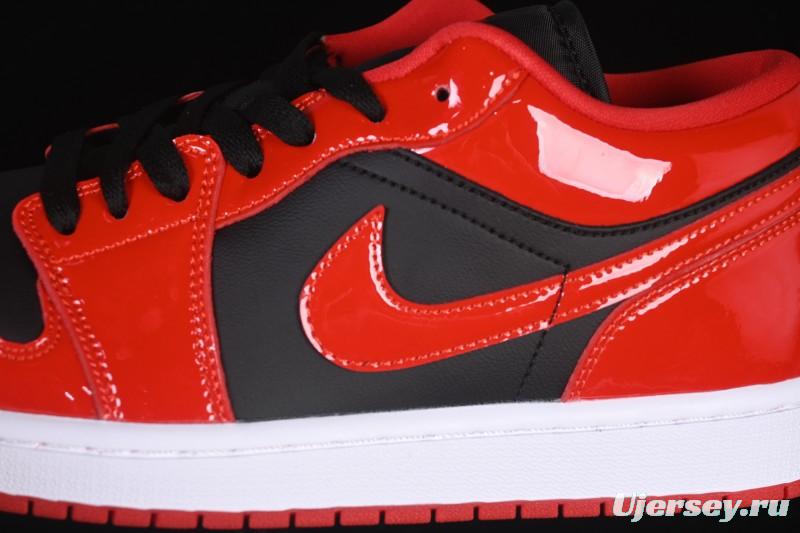 Nike Air Jordan 1 Low AJ1 Patent Leather Black Red Low-Top Casual Sneakers HV4089-006