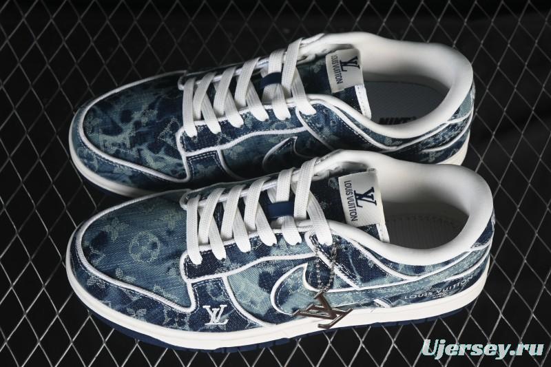 Nike SB Dunk Low LV Collaboration Blue Denim Low-Top Casual Skate Shoes - SC0601-466