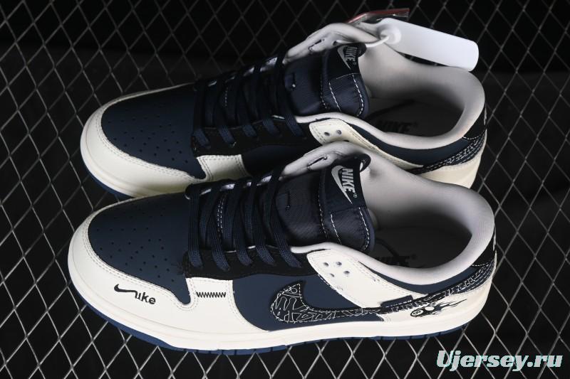 Nike SB Dunk Low Stussy Collaboration Light Grey Black 8th Anniversary Custom Low-Top Casual Skate Shoes - SR2025-001