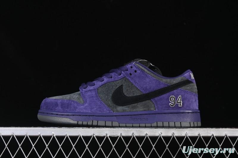 Nike Supreme x Dunk SB Dunk Low Casual Skate Shoes Gray Purple - HQ8487-500