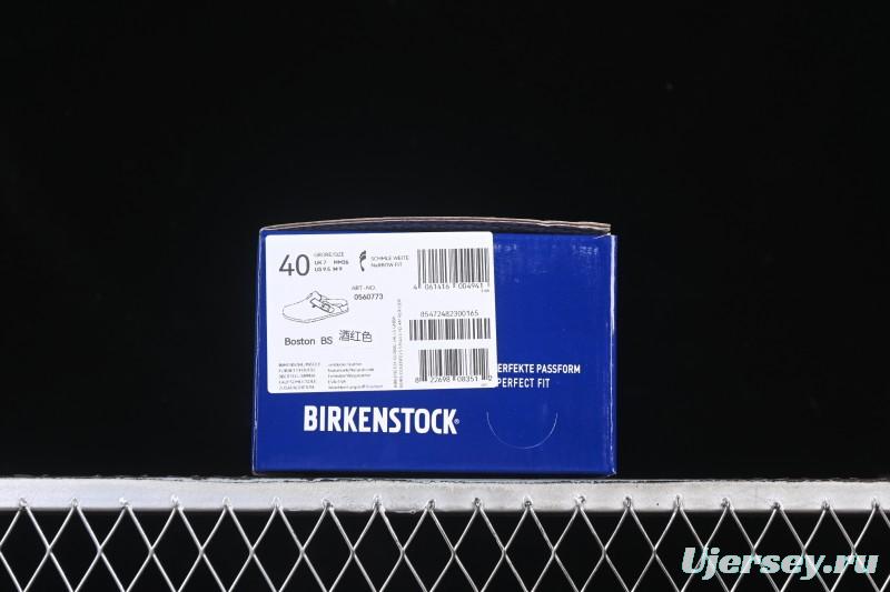 Birkenstock Sandals Series with Soft Leather Upper and Cork Rubber Midsole - Red Wine