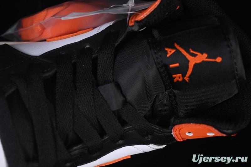 Nike Air Jordan 1 Mid AJ1 Mid-Top Casual Sneakers with Black White Orange Design - DQ8426-801