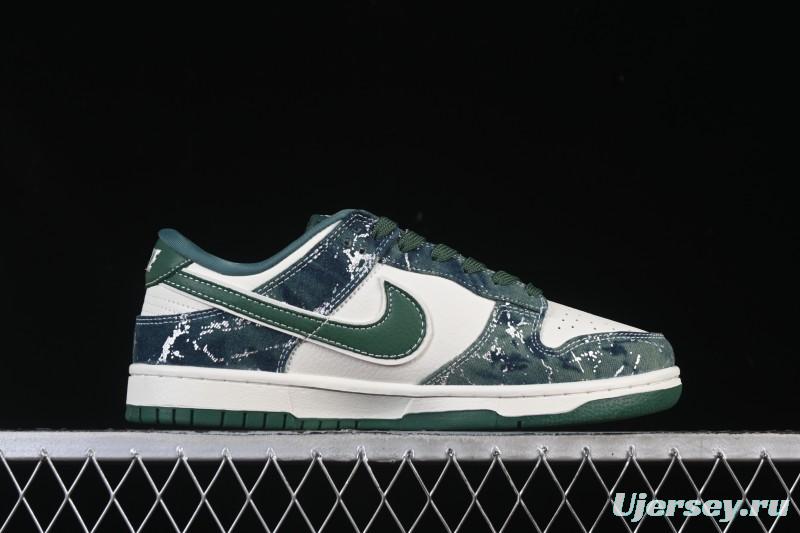Nike SB Dunk Low BAPE Collaboration White Army Green Anniversary High-End Custom Low-Top Casual Skate Shoes - SC0601-465