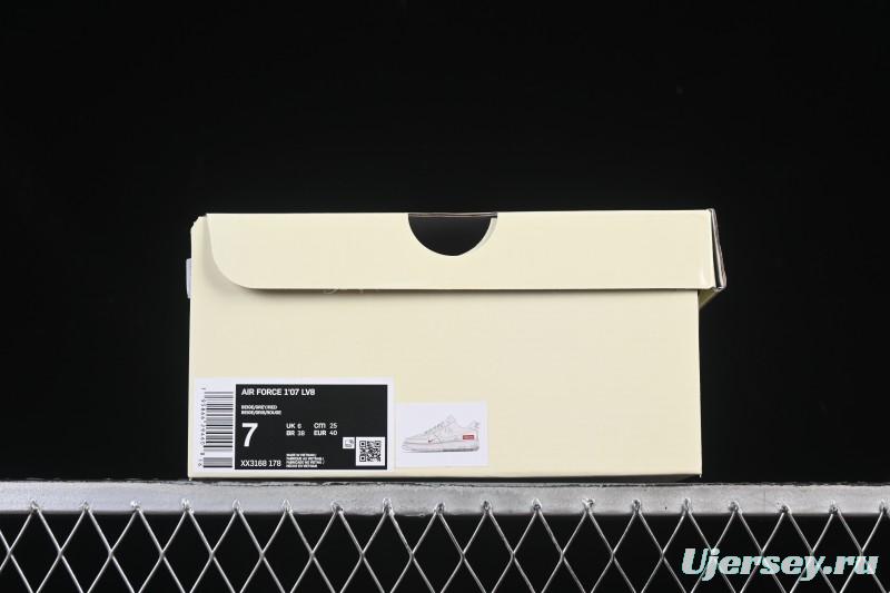 Nike Air Force 1 '07 Low Supreme Collaboration Beige Grey Crystal Sole Casual Sneakers - XX3168-178