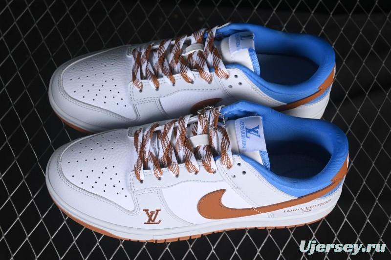 Nike SB Dunk Low LV Collaboration White Grey Brown Blue Anniversary High-End Custom Low-Top Casual Skate Shoes SC0601-474