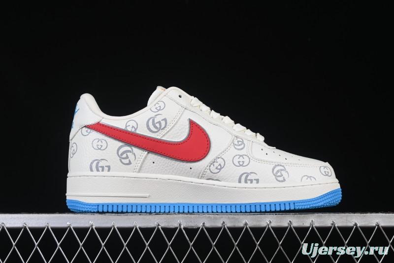 Nike Air Force 1'07 Low Gucci Collaboration White Red Blue Low-Top Casual Sneakers - SC0601-572