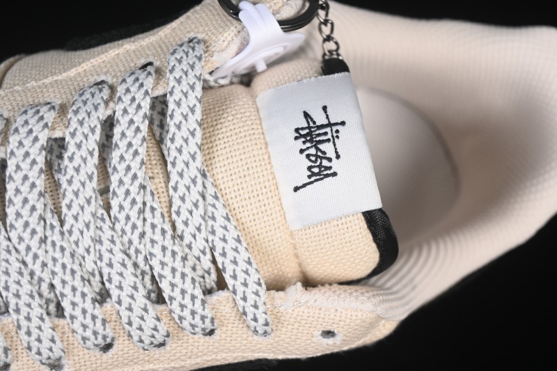 Nike Air Force 1 '07 Low Stussy Collaboration Beige Black Canvas Casual Sneakers - XX3168-155