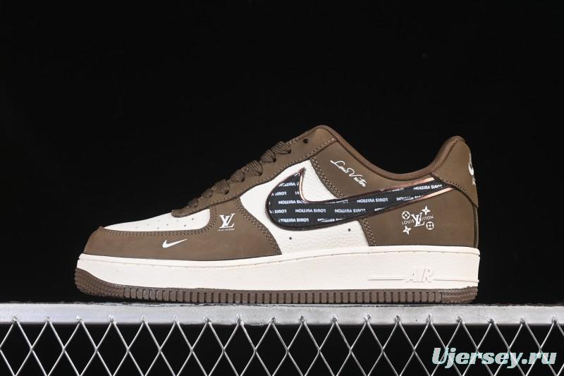 Nike Air Force 1 '07 Low LV Collaboration Military Green Silver Black Casual Sneakers - DK0188-086