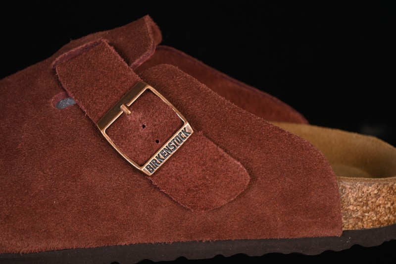 Birkenstock Sandals Series with Soft Leather Upper and Cork Rubber Midsole - Red Wine