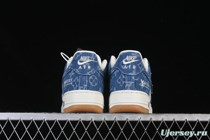 Nike Air Force 1 '07 Low LV Collaboration White Navy Blue Casual Sneakers - YF9511-813