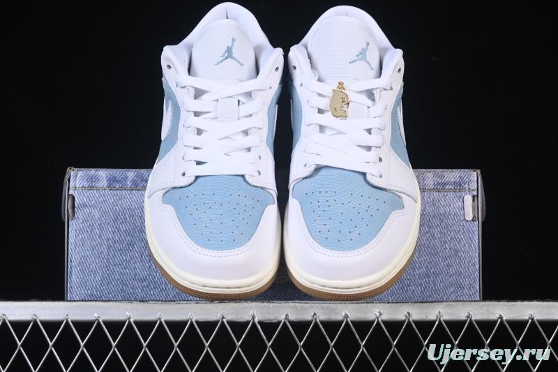 Nike Air Jordan 1 Low Denim Worn Blue Retro Basketball Shoes - HQ2004-400