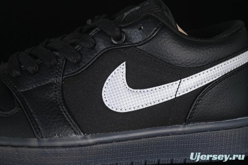 Nike Air Jordan 1 Low AJ1 Black White Canvas Patch Low Top Casual Basketball Shoes - HV5968-001