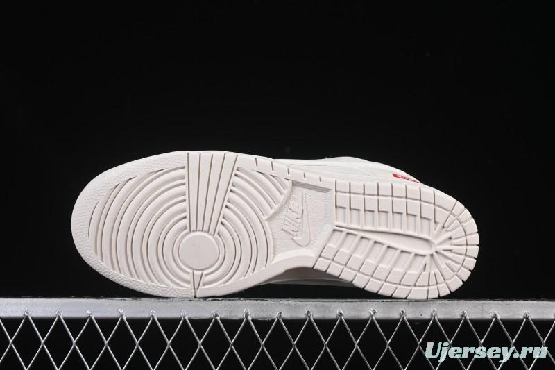 Nike SB Dunk Low Supreme Collaboration Off-White Red Swoosh Low-Top Casual Skate Shoes - CS1688-109