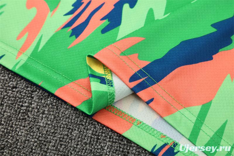 25/26 Brazil Blue Green Camouflage with XS Short Sleeve+Soccer Shorts