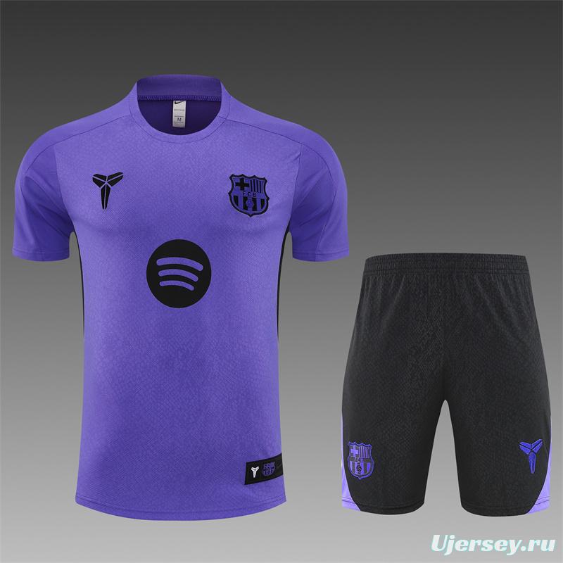 25/26 Barcelona Purple Joint Edition with XS Short Sleeve+Soccer Shorts