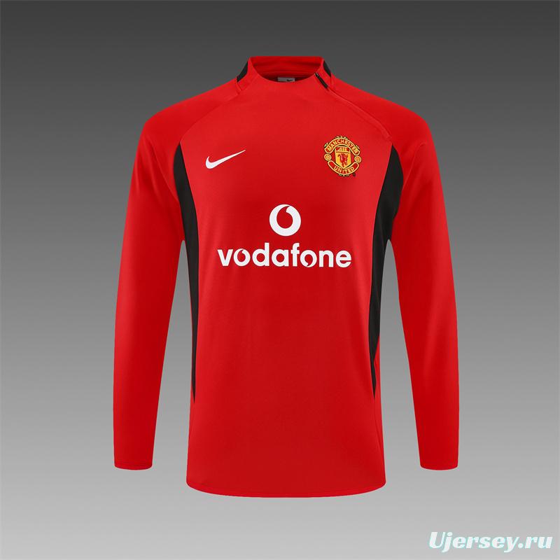 Retro 02/03 Manchester United Red Half Zipper Jacket