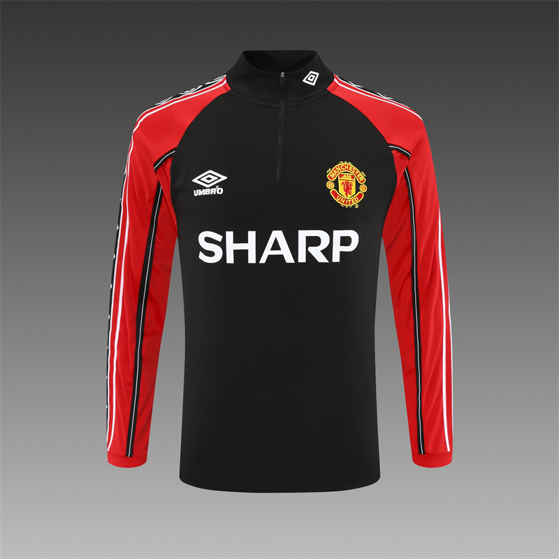 Retro 98/99 Manchester United Black Half Zipper Jacket