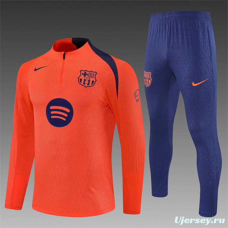 Player Version 25/26 Barcelona Orange T90 Half Zipper Jacket+Long Pants