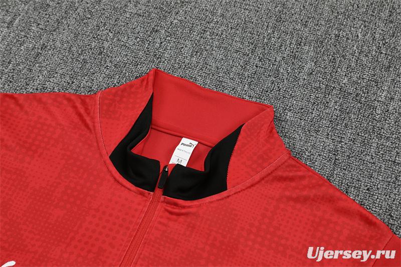 25/26 AC Milan Red Camouflage Half Zipper Jacket+Long Pants