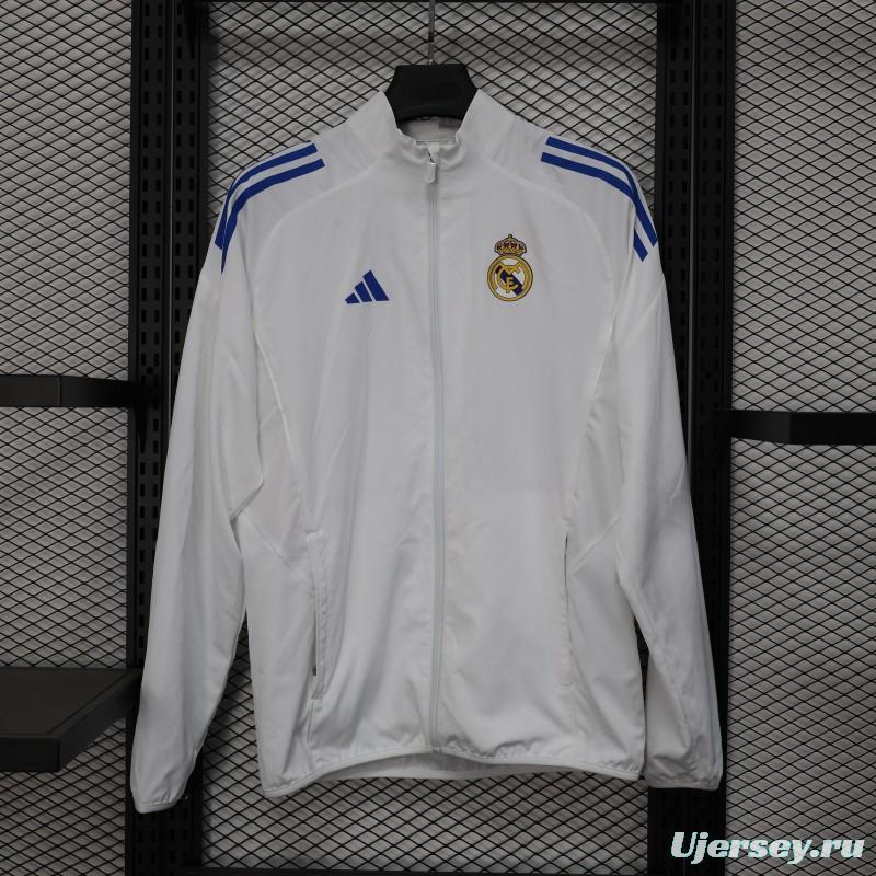 25/26 Real Madrid WHITE Windbreaker (with Inner Lining)