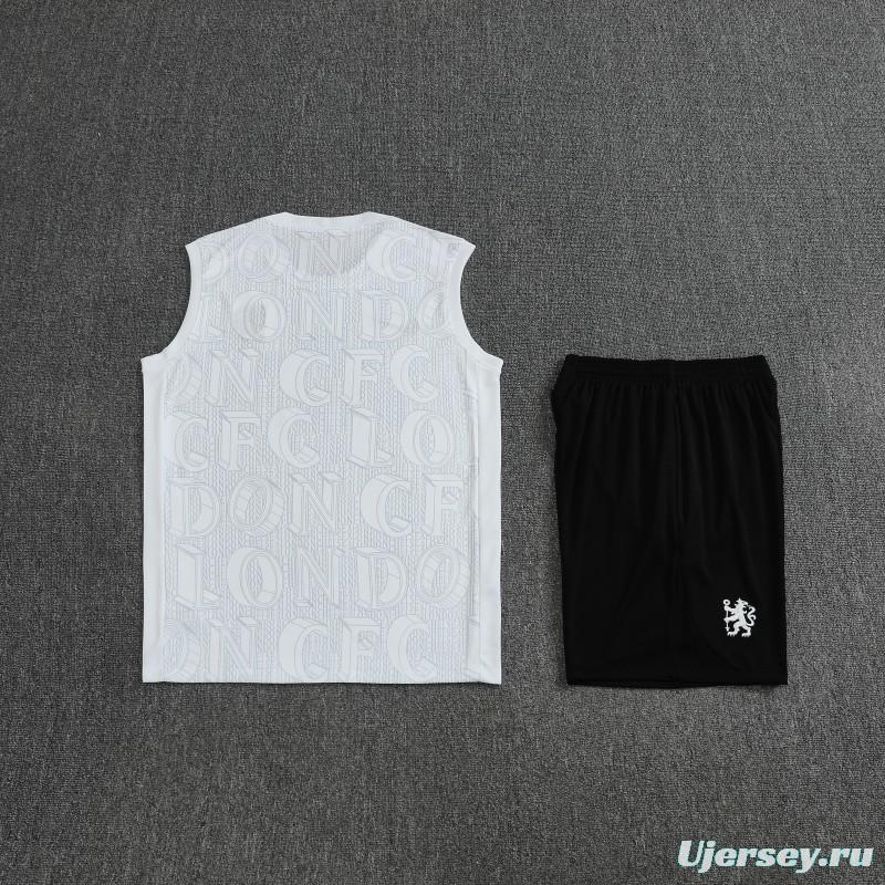 25/26 Chelsea White Vest Jersey+Shorts