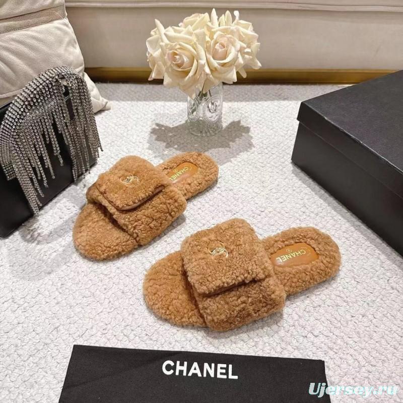 Chanel 2025/SS Slingback Lock Buckle Butterfly Fur Slippers - LY00250