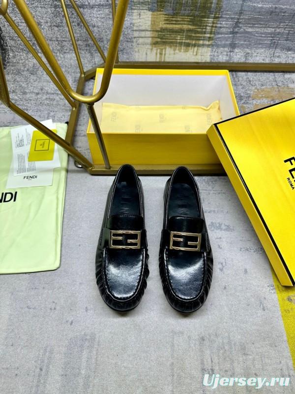 FENDI 2025/ss Loafers with FF Buckle and Soft Leather - LY00260